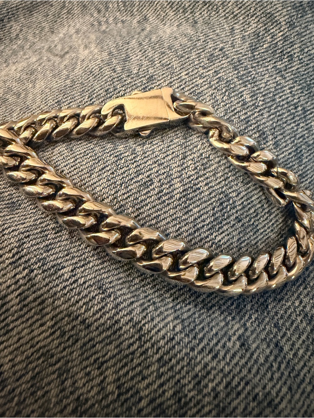 Chunky Silver Chain Bracelet - Classic Cuban Link marked SLC Stainless steel